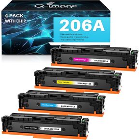 206A Toner Cartridges 4 Pack with Chip Replacement for HP Set 206A 206X Use with Color Pro MFP M283fdw M283cdw Pro M255dw M255nw Printer High Yield Toner Ink (B/C/M/Y)