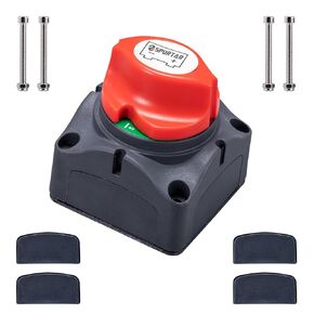 Spurtar Battery Disconnect Switch 1-2-Both-Off, DC 12V-48V Master Marine Battery Switch Power Cut Off for Marine Boat Car ATV RV Vehicle, Waterproof Battery Isolator Heavy Duty