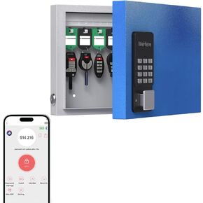 WeHere 16 Key Lock Box Wall Mount, APP Bluetooth/One Time Password Share/Wi-Fi Remote/Fixed Code/Key Unlock, Smart Key Cabinet, Key Organizer Box for Apartment, Hotel, Office, House Key Manage