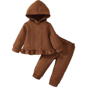 Mioglrie Baby Girl Clothes Long Sleeves Hoodie Pant Sets Fall Winter Warm Soft Daddys Girls Infant Clothes 0 3 6 12 18 Months