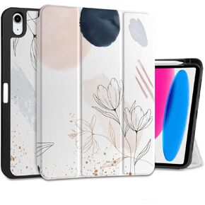 DONGKE Case for iPad 10th Generation 10.9 Inch 2022, Trifold Stand + Pencil Holder + Auto Wake/Sleep + Soft TPU Protective Stand Back Cover, Colorful Beautiful Flowers