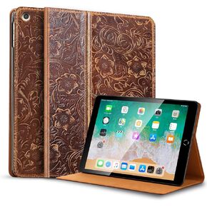 Gexmil Cover for iPad 10.2 Inch Case,9th/8th/7th Generation(2021/2020/2019) Genuine Leather Cover Anti Fingerprint/Slip,Cowhide Folio Cover Auto Sleep/Wake with Adjustable Stand,Sand Dark Brown