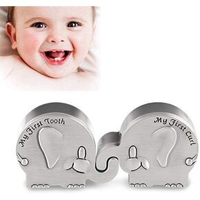 صندوق تذكار أول تجعيد وأول سن للأطفال بشكل معدني منقوش بشكل لطيف، حامل أسنان فضي، منظم مجموعة الأسنان، فكرة هدية رائعة للأطفال للحفاظ على ذاكرة الطفولة (كتاب) in Kuwait