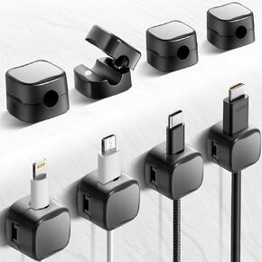 Magnetic Cable Clips,8 PCS Magnetic Cord Holder for Nightstand, Magnetic Cord Organizer,Magnetic Cable Clips,Cord Clips for Charging Cords Cord Management-Black
