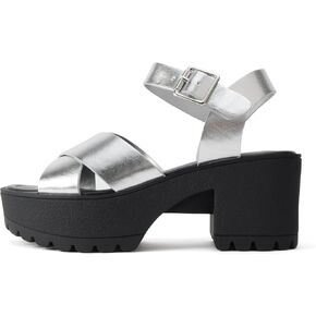 Soda “Joey" ~ Women Open Toe Criss Cross Strap Mid Heel Sandal with Adjustable Ankle Strap