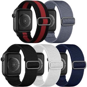 Dirrelo 5Pack Stretchy Nylon Band Compatible with Apple Watch Bands 45mm 44mm 42mm 49mm 46mm 41mm 40mm 38mm for Women Men,Soft Elastic Strap Wristband for iWatch Series 10 9 8 7 6 5 4 3 2 1 SE,Ultra
