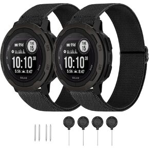 Elastic Nylon Band Compatible with Garmin Instinct Watch Bands, Soft Nylon Replacement Watch Strap for Garmin Instinct 2 / Instinct Esports/Solar/Tactical(2 pack)