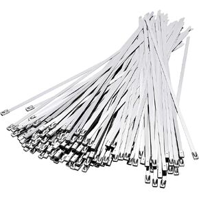 Deecam Metal Zip Ties, 2000 PCS 11.8 Inches Stainless Steel Heavy Duty Cable Ties Suitable for Exhaust Wrapping, Binding Cables, Pipes, Garden Repair, Fixed Fence and Canopy