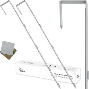 Over-The-Door Mirror Hanger | Adjustable 14.5-inch Door Mirror Hanger Set w Protective Lining | Over the Door Mirror Hooks Perfect Height & Fit- 2 Mirror Brackets Set 1.5'' Door Depth (Black)