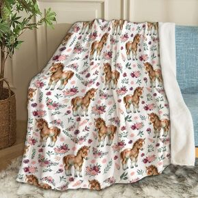 Horses Floral Pony Baby Blanket Gifts Cozy Soft Swaddle Blanket Boys, Girls, Infant, Newborn Receiving Blankets Christmas Birthday Gifts 40"x30" (Toddler) for Pets