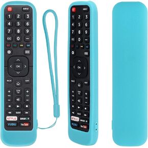 CHUNGHOP Protective Silicone Remote Case for Hisense EN2A27 ERF2K60H EN2H27B EN2H27HS EN2H27D ER-31607R ER-22655HS Cover Kids-Friendly Shockproof Anti-Lost Washable with Lanyard（Glow in Dark Blue）