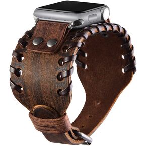 VIQIV Wide Cuff Bracelet Leather Band Compatible with Apple Watch Ultra Band 38mm 40mm 41mm 42mm 44mm 45mm 49mm for Men Women, Fancy Dressy Western Wristbands Pretty Straps for iWatch Bands Series SE/9/8/7/6/5/4/3/2