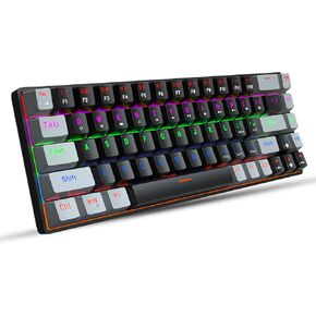 68 Key Mechanical Keyboard, Wired Gaming Keyboard with 20 RGB LED Lighting Effects, Blue Shaft, Ultra-Compact 68-Key Keyboard for PC/Mac Gamer, Typist, Travel, Easy to Carry on Business Trip