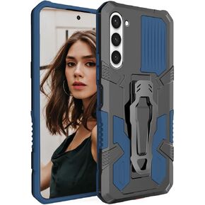 CCSamll for Samsung Galaxy S23 5G Case with Metal Belt Clip Holster, Military Grade Drop Protection Cover with Kickstand Phone Case for Samsung Galaxy S23 5G JJ Blue