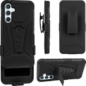 Belt Clip Case for Samsung Galaxy S23FE Cell Phone Case Cover with Kickstand Holder Anti-Knock Holster Black