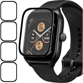 [4 pieces] of protective film with Amazfit GTS 4, 360° all-round 3D edge screen protection film, full coverage, anti-scratch, bubble-free protection, 3D touch fingerprint sensor (no glass)