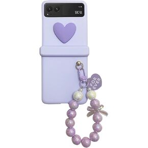for Motorola Razr 2023 Case, Cute Moto Razr 2023 Case with Chain & Hinge Protection Lovely Heart Design Shockproof Phone Case for Razr 2023 (Pink)