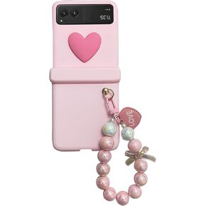 for Motorola Razr 2023 Case, Cute Moto Razr 2023 Case with Chain & Hinge Protection Lovely Heart Design Shockproof Phone Case for Razr 2023 (Pink) in Saudi Arabia