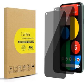 2 Pack Privacy Screen Protector for Google Pixel 5 [Anti-Spy Tempered Glass], Ultra HD, Anti-Scratch, Bubble-Free, Easy Install 9H Protective Glass for Pixel 5