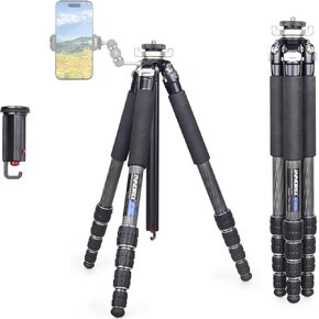 Carbon Fiber Tripod-INNOREL GT255C Camera Tripod Professional Compact Portable Tripod Stand for Travel Outdoor Digital DSLR with Special-Shaped Center Column Max Load 33lb/15kg Max Height 64.6in/164cm