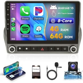 8 Core 4+64G Android Car Radio Car Stereo لشفروليه كامارو 2008-2015 مع Carplay اللاسلكي Android Auto، 9 بوصة تعمل باللمس Android Head Unit Mirror Link GPS WiFi Bluetooth FM RDS DSP AHD Camera