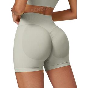 SENBANB Women High Waist Workout Shorts Seamless Scrunch Butt Lifting Shorts Smile Contour Gym Yoga Biker Short Pants