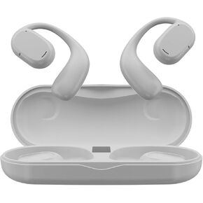 Open Ear Headphones,Bone Conduction Headphones Bluetooth V5.3,Wireless Waterproof Headset with Fingerprint Touch for Fitness Cycling Running Workout (White)