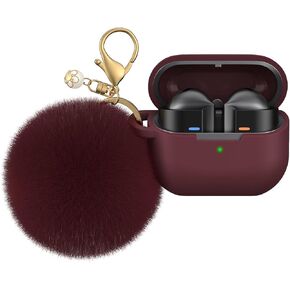 AIRSPO Galaxy Buds Pro 3 Case, Silicone Case Cover for Samsung Galaxy Buds 3 Case 2024, Cute Protective Buds 3 Pro Case with Keychain & Pompom for Girls Women, Lilac