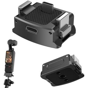 Charging Adapter Base for DJI Osmo Pocket 3, Type-C Charging Port, with 1/4 Threaded Hole and Gopro Connector, Attaches to Tripod Selfie Stick (1/4 Screw+GO/PRO Adapter)