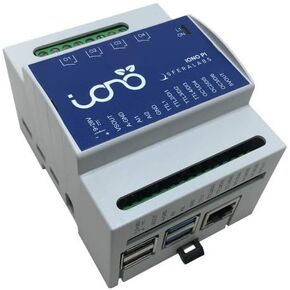 Sfera Labs Iono Pi Pi4B 2GB - وحدة Raspberry Pi I/O - حافظة DIN-Rail، 4 مرحلات، مدخلات تناظرية/رقمية، مخرجات OC، TTL I/O، Wiegand، سلك واحد، ساعة الوقت الحقيقي (RTC)، عنصر آمن رقاقة