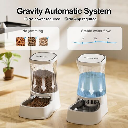 Gardner Pet Automatic Dog Water Dispenser Gravity Stainless Steel Water Waterer & Food Feeder Sets, Large Capacity Feeding Bowls for Small and Medium-Sized Dogs Cats Other Pets -(1 Gallon x2) in Kuwait