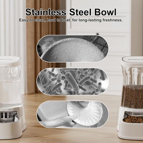 Gardner Pet Automatic Dog Water Dispenser Gravity Stainless Steel Water Waterer & Food Feeder Sets, Large Capacity Feeding Bowls for Small and Medium-Sized Dogs Cats Other Pets -(1 Gallon x2) in Kuwait