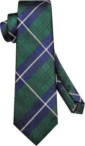 Hi-Tie Mens Grass Green Ties Extra Long Silk Necktie 63inches Woven Tie with Pocket Suqare and Cufflinks Set in Kuwait