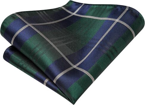 Hi-Tie Mens Grass Green Ties Extra Long Silk Necktie 63inches Woven Tie with Pocket Suqare and Cufflinks Set in Kuwait