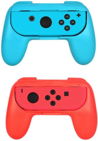 مجموعة ملحقات لجهاز Nintendo Switch Games Starter، 2x عجلة قيادة، 2x مجموعة قبضة، 1x حقيبة حمل للسفر (5 في 1 أحمر/أزرق) in Saudi Arabia