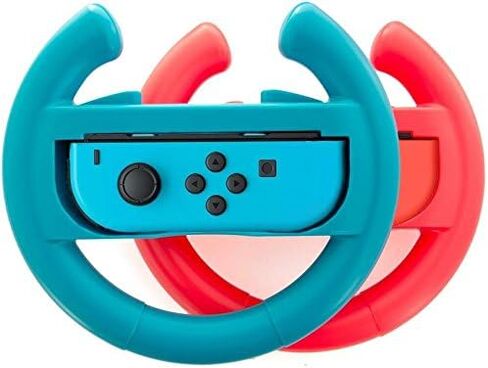 مجموعة ملحقات لجهاز Nintendo Switch Games Starter، 2x عجلة قيادة، 2x مجموعة قبضة، 1x حقيبة حمل للسفر (5 في 1 أحمر/أزرق) in Saudi Arabia