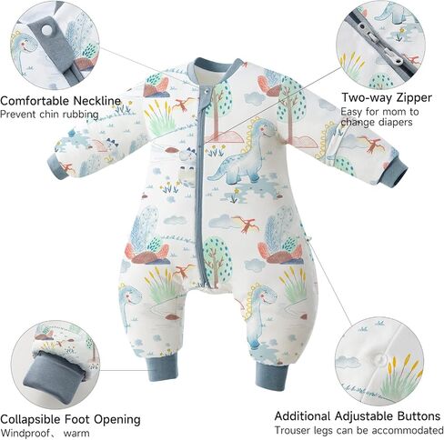 Toddler Sleep Sack with Feet 2.5 Tog, Thermostatic Breathable Cotton Baby Sleep Sack with Two-Way Zipper in Saudi Arabia