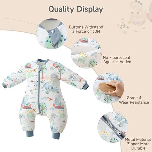 Toddler Sleep Sack with Feet 2.5 Tog, Thermostatic Breathable Cotton Baby Sleep Sack with Two-Way Zipper in Saudi Arabia