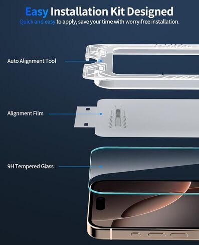 T Tersely 3 Pack Screen Protector for iPhone 16 Pro Max 6.9-inch with Auto Alignment Kit, Tempered Glass Film Bubble Free Full Coverage, HD Clear in Saudi Arabia