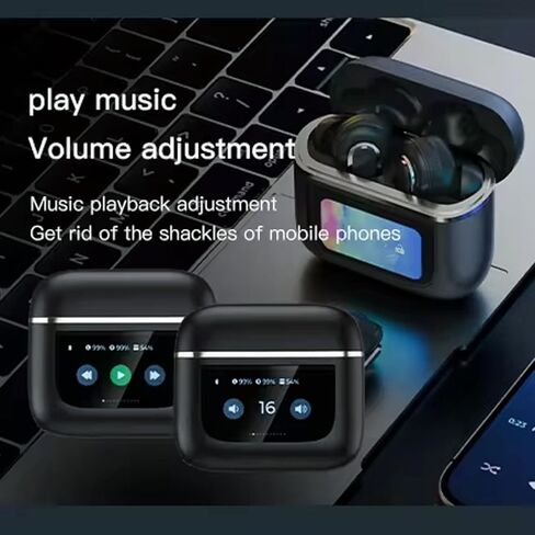 AD V8 TWS Earphones 2024 Newest LCD Touch Screen Wireless Earbuds with ANC+ENC Noise Cancelling - Sport V8 Earbuds IPX-5 Waterproof Stereo Sound - Long Battery Life BT V5.3 Gaming Headphones (Black) in Saudi Arabia