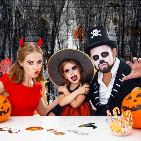 512" x 85" Halloween Black Creepy Cloth,Large Spooky Gauze Cloth Halloween Decorations- Scary Creepy Gauze Haunted Cheesecloth for Halloween Party Supplies Stairway Window Table Doorways Decor in Kuwait