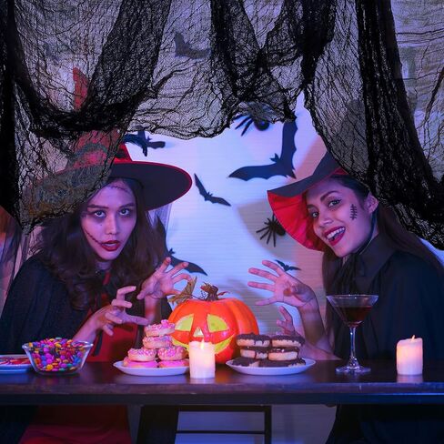 512" x 85" Halloween Black Creepy Cloth,Large Spooky Gauze Cloth Halloween Decorations- Scary Creepy Gauze Haunted Cheesecloth for Halloween Party Supplies Stairway Window Table Doorways Decor in Kuwait