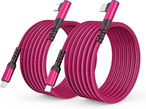 2-Pack USB C to USB C Cable 60W, 10ft+10ft Right Angle 90 Degree USB Type C Charger Fast Charging Cord for iPhone 16/16 Plus/16 Pro/16 Pro Max/Samsung S24/S23, MacBook, C Port iPad Mini/Air/Pro(Rose) in Saudi Arabia