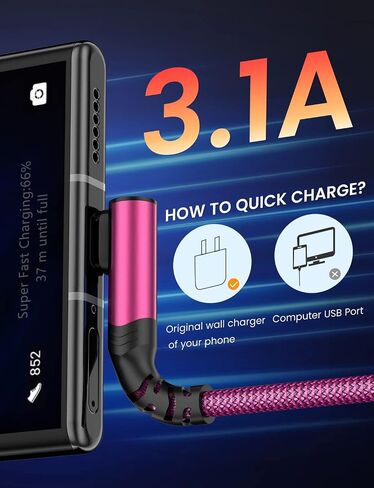 2-Pack USB C to USB C Cable 60W, 10ft+10ft Right Angle 90 Degree USB Type C Charger Fast Charging Cord for iPhone 16/16 Plus/16 Pro/16 Pro Max/Samsung S24/S23, MacBook, C Port iPad Mini/Air/Pro(Rose) in Saudi Arabia