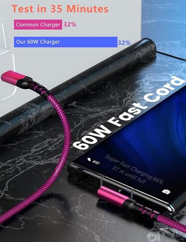 2-Pack USB C to USB C Cable 60W, 10ft+10ft Right Angle 90 Degree USB Type C Charger Fast Charging Cord for iPhone 16/16 Plus/16 Pro/16 Pro Max/Samsung S24/S23, MacBook, C Port iPad Mini/Air/Pro(Rose) in Saudi Arabia