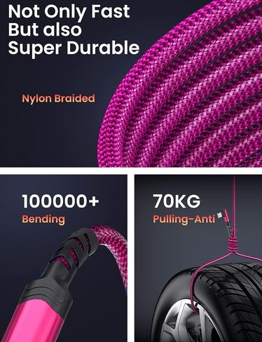 2-Pack USB C to USB C Cable 60W, 10ft+10ft Right Angle 90 Degree USB Type C Charger Fast Charging Cord for iPhone 16/16 Plus/16 Pro/16 Pro Max/Samsung S24/S23, MacBook, C Port iPad Mini/Air/Pro(Rose) in Saudi Arabia