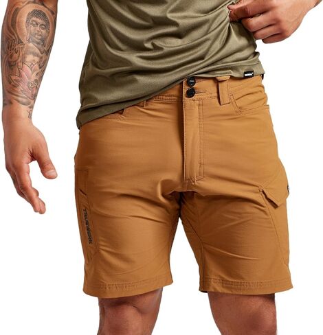 TRUEWERK Men's Workwear Shorts - T1 WerkShorts - Relaxed Fit, Lightweight, Moisture Wicking, Shorts with 4-Way Stretch, Black, 34W X 9L in Saudi Arabia