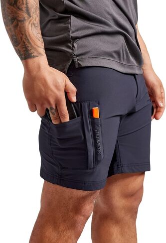TRUEWERK Men's Workwear Shorts - T1 WerkShorts - Relaxed Fit, Lightweight, Moisture Wicking, Shorts with 4-Way Stretch, Black, 34W X 9L in Saudi Arabia