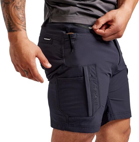 TRUEWERK Men's Workwear Shorts - T1 WerkShorts - Relaxed Fit, Lightweight, Moisture Wicking, Shorts with 4-Way Stretch, Black, 34W X 9L in Saudi Arabia