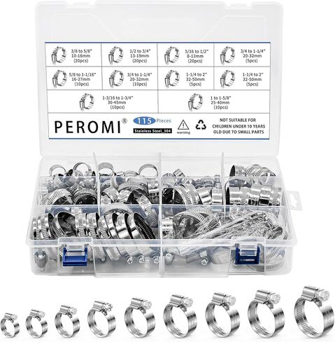 66pcs Heavy Duty Hose Clamps Set with Hexagonal Socket Wrench, 304 Stainless Steel Worm Gear Drive Hose Clamp Metal Fuel Line Pipe Clamp for Plumbing, Automotive And Mechanical Application in Kuwait